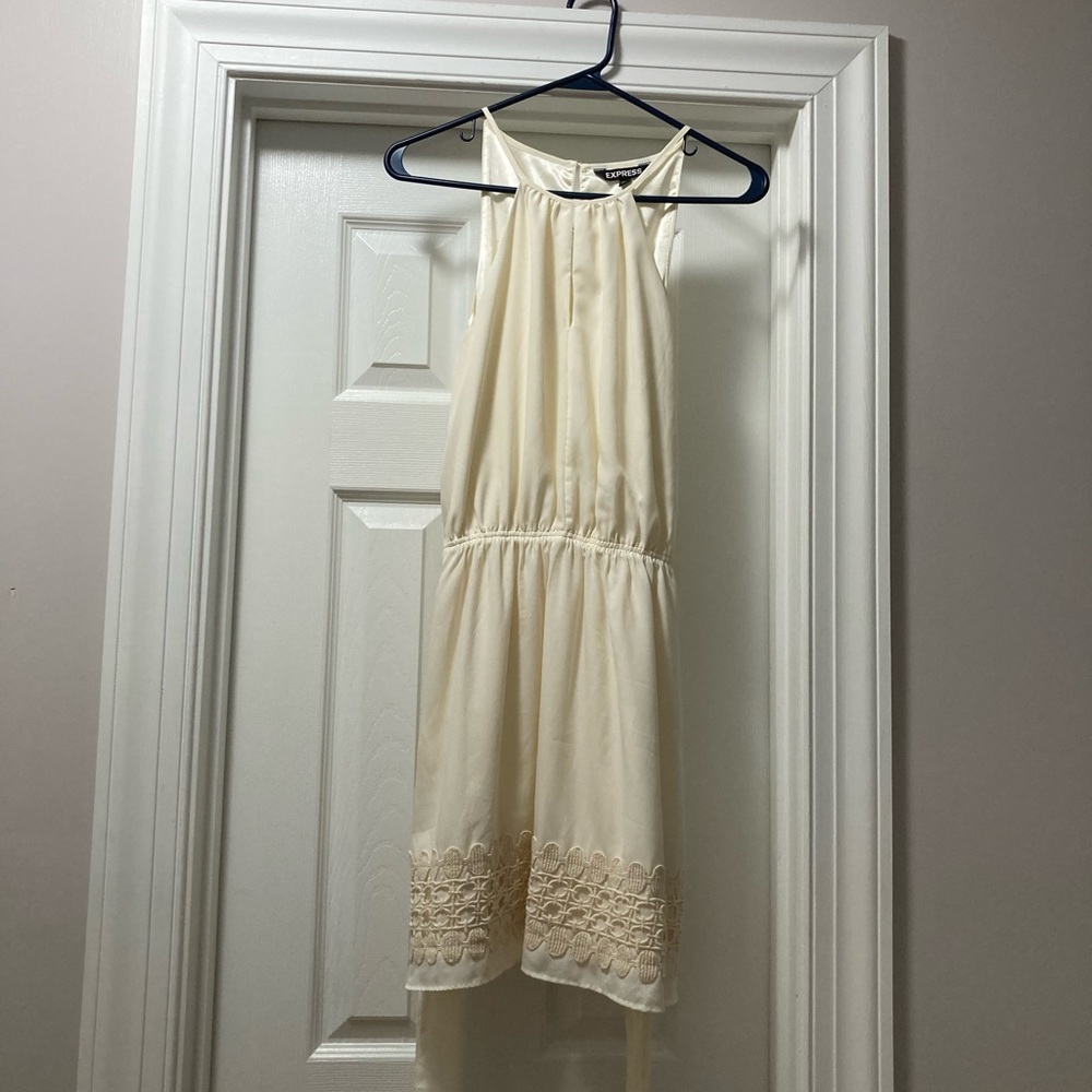 Express cream colored tie waist dress. Worn once